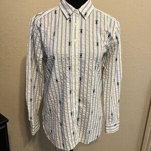 LOFT Blue and Green Button Down Shirt